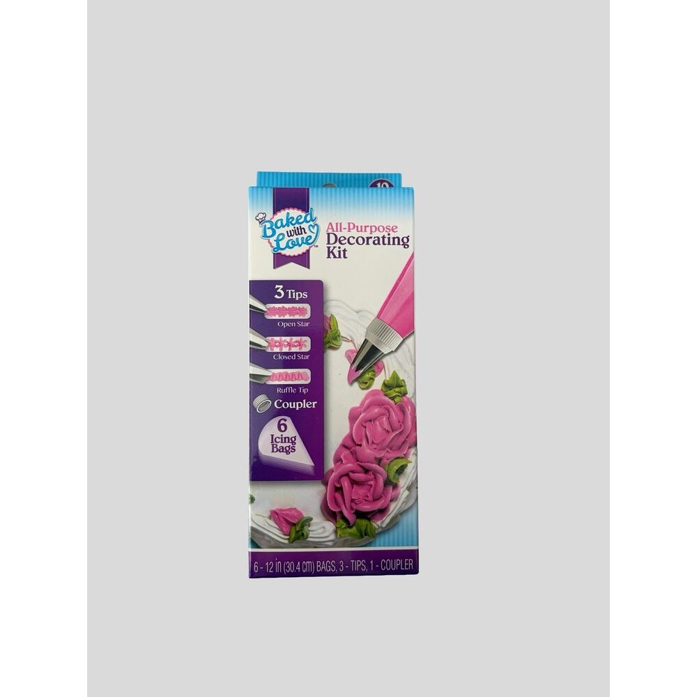 Baked with Love All-Purpose Decorating Kit 10pc Icing Bags Tips Coupler Set